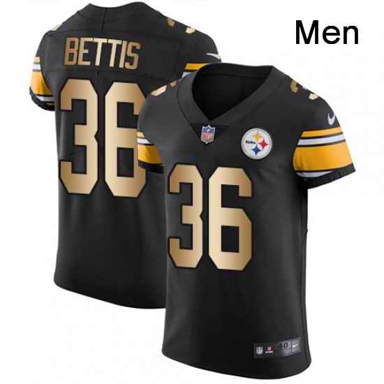 Mens Nike Pittsburgh Steelers 36 Jerome Bettis Elite BlackGold Team Color NFL Jersey